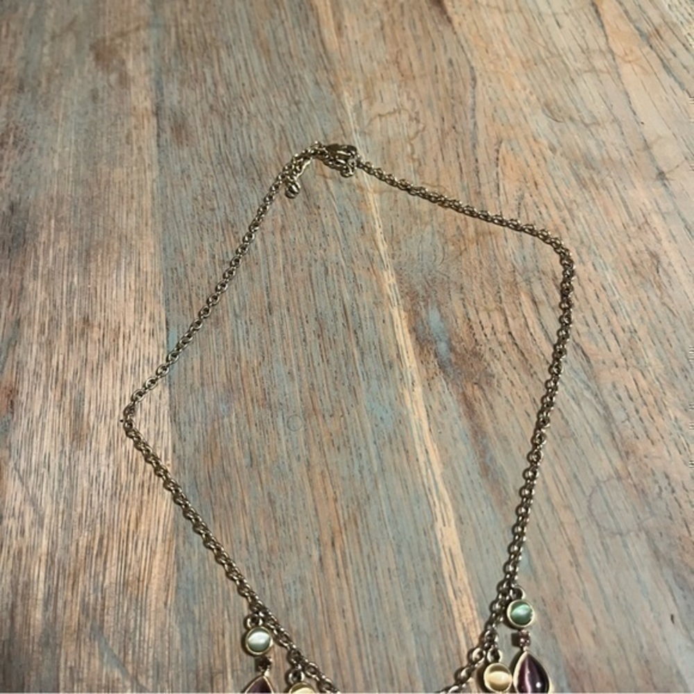 Vintage Y2K Multicolor Rhinestone Teardrop Dangle Statement Necklace - Picture 5 of 5
